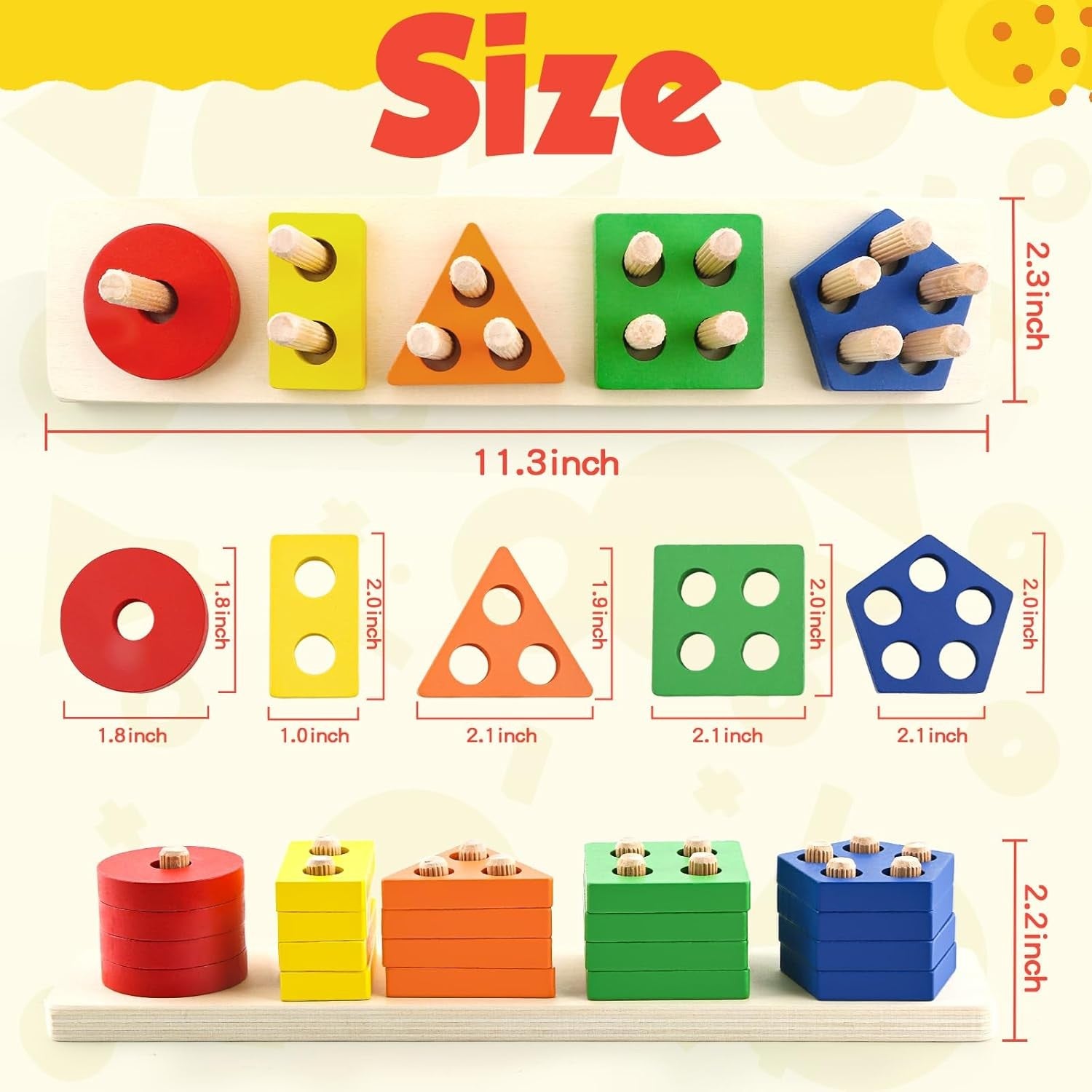 Montessori Toys for 1 2 3 Year Old Girls Boys, Wooden Sensory Toys for 1-3 Year