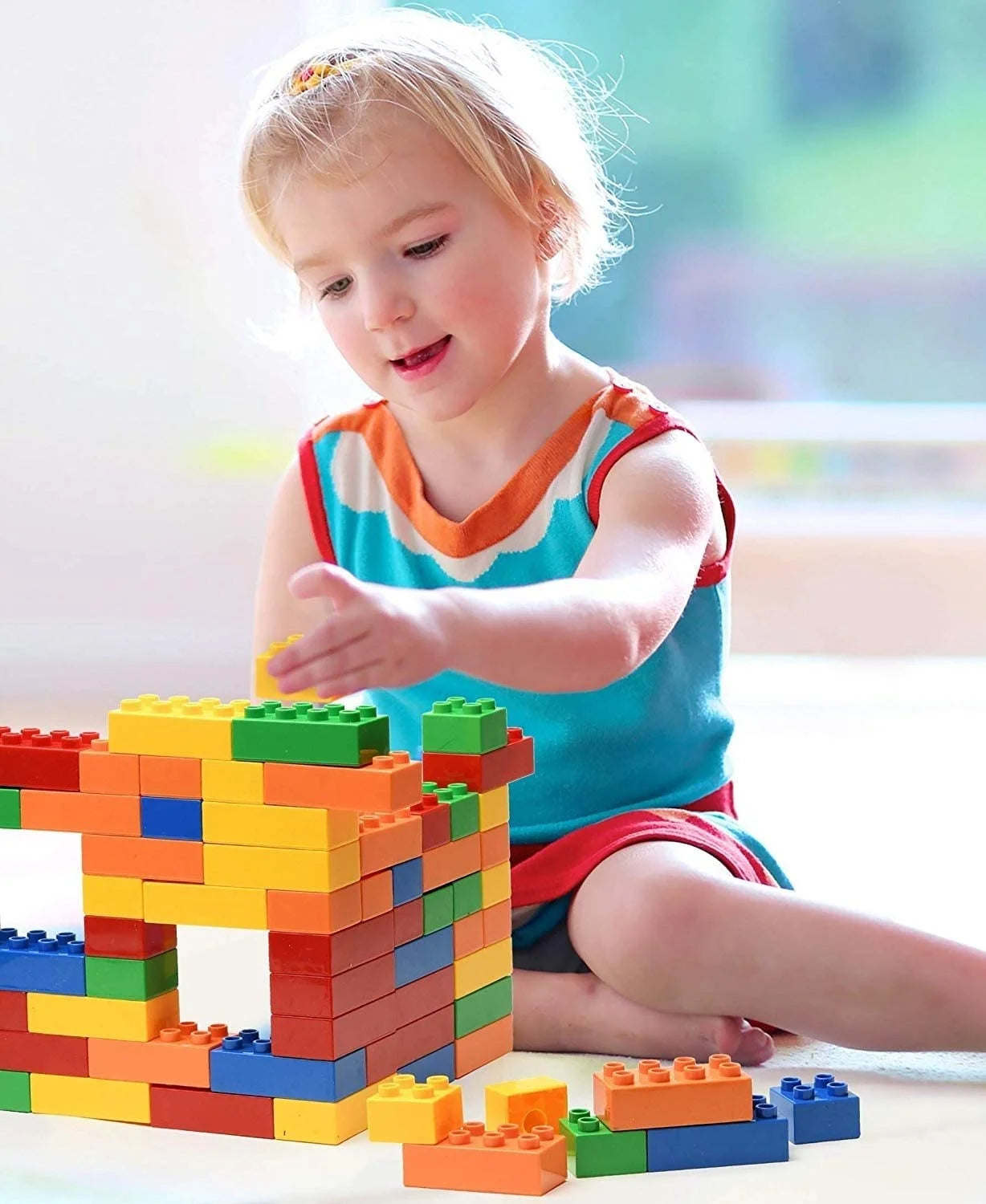 Classic Big Building Blocks Compatible with All Major Brands STEM Toy Large Building Bricks Set for All Ages-100 Piece | Kids Blocks, Stem Toys for Toddler | Educational Toys