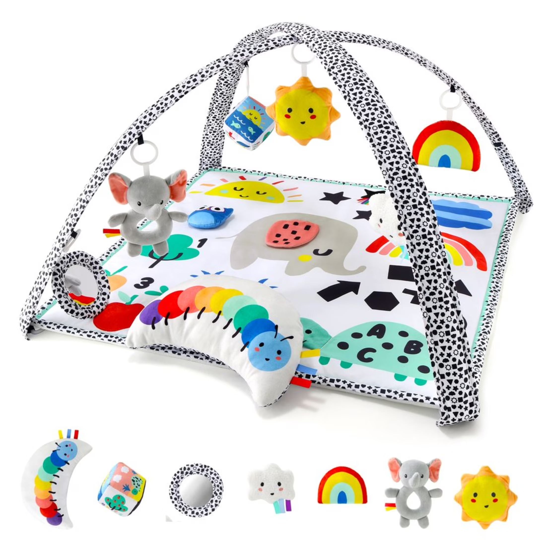 Elephant-Themed 7-In-1 Activity Play Gym and Playmat for Babies, 7-Piece