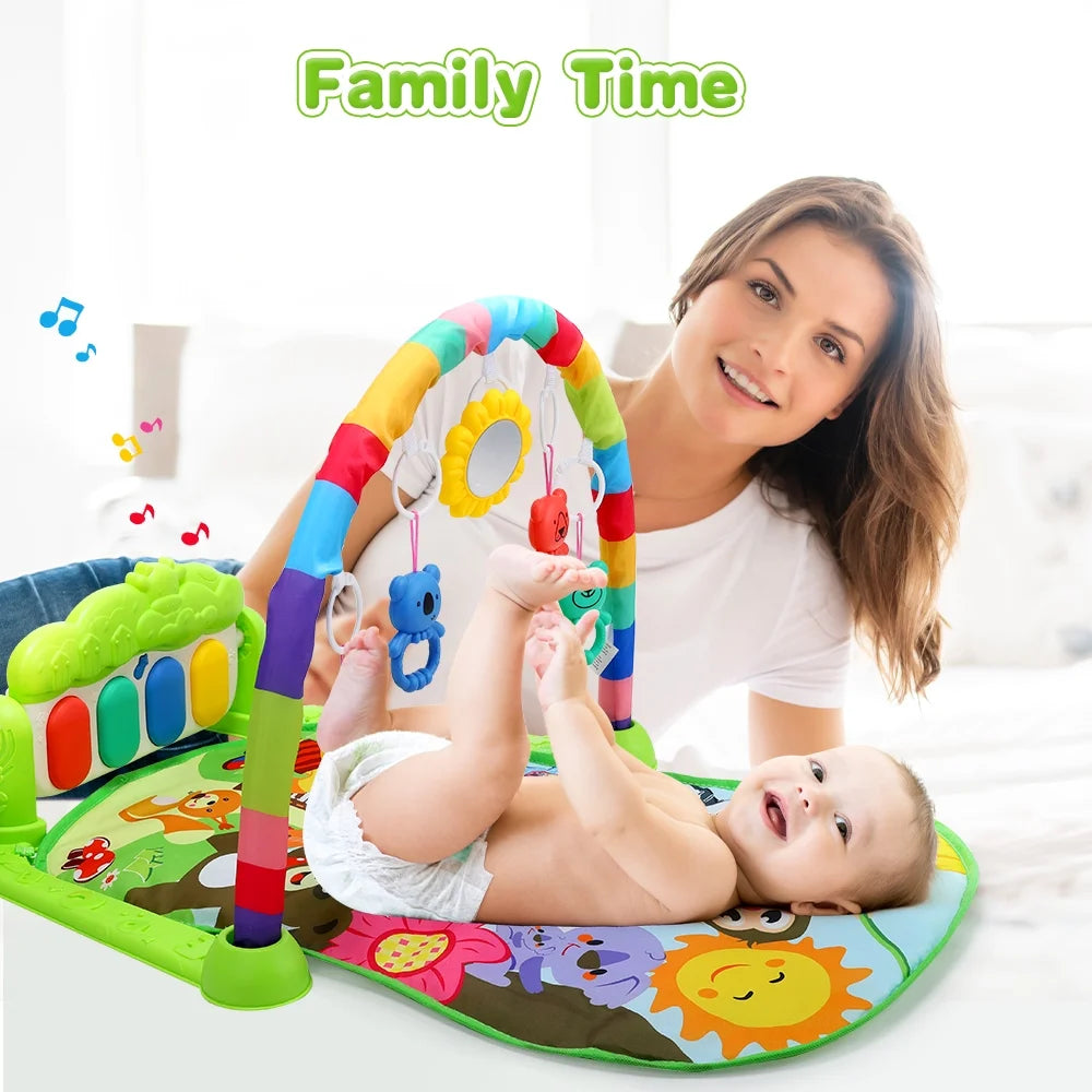 Baby Gym Play Mat for Babies, Play Piano Music Light Playmat Activity Gym for Baby Boy Girl Gift Toddler Activity Center Baby Floor Play Mat for Baby, Green
