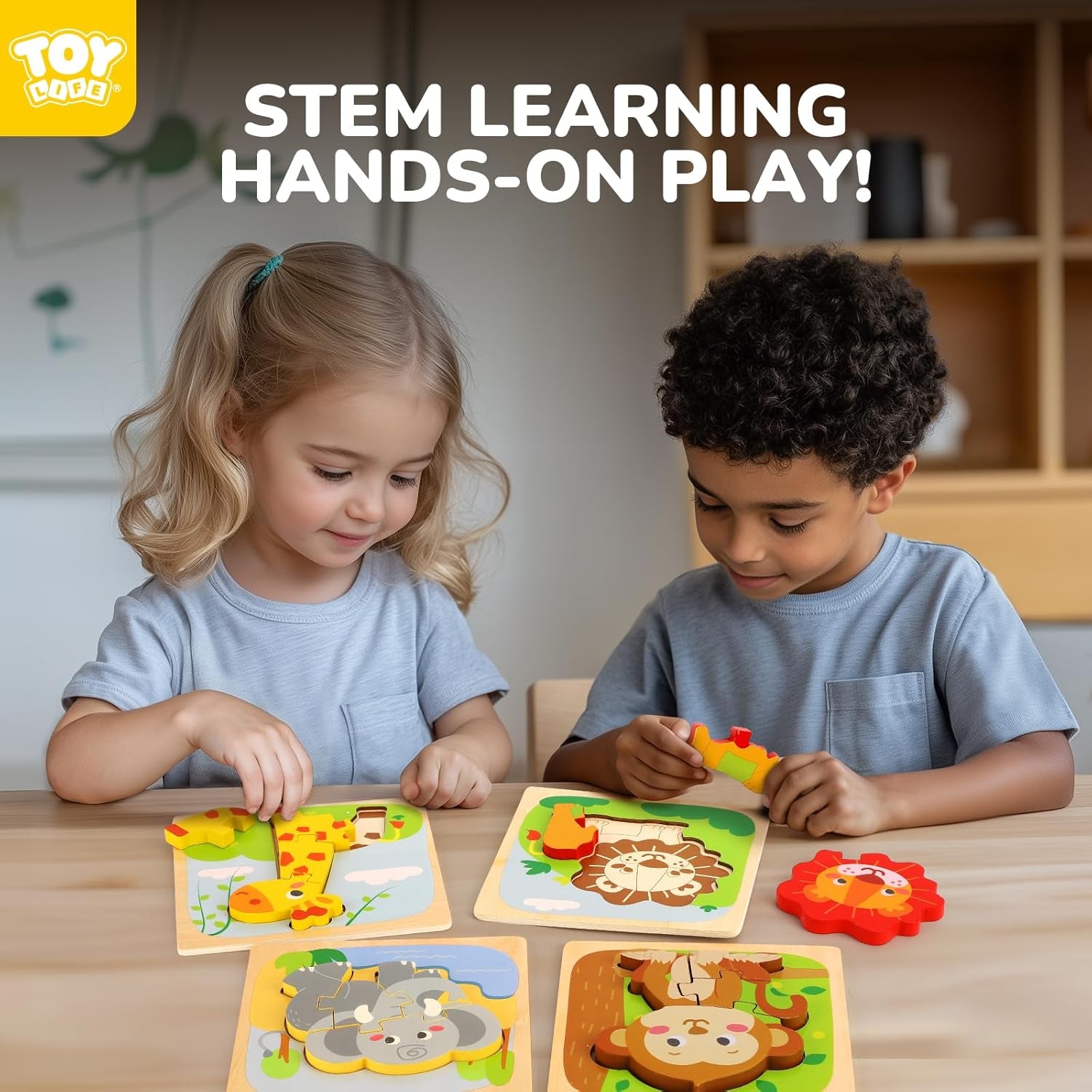 Wooden Puzzles for Toddlers 2-4, Toddler Montessori Toys for 1 2 3 Year Old Boys Girls, Animals Wood Jigsaw Puzzles, Educational Learning Toy Kids Puzzle, Best Gifts for Baby Age 1-3 2-4