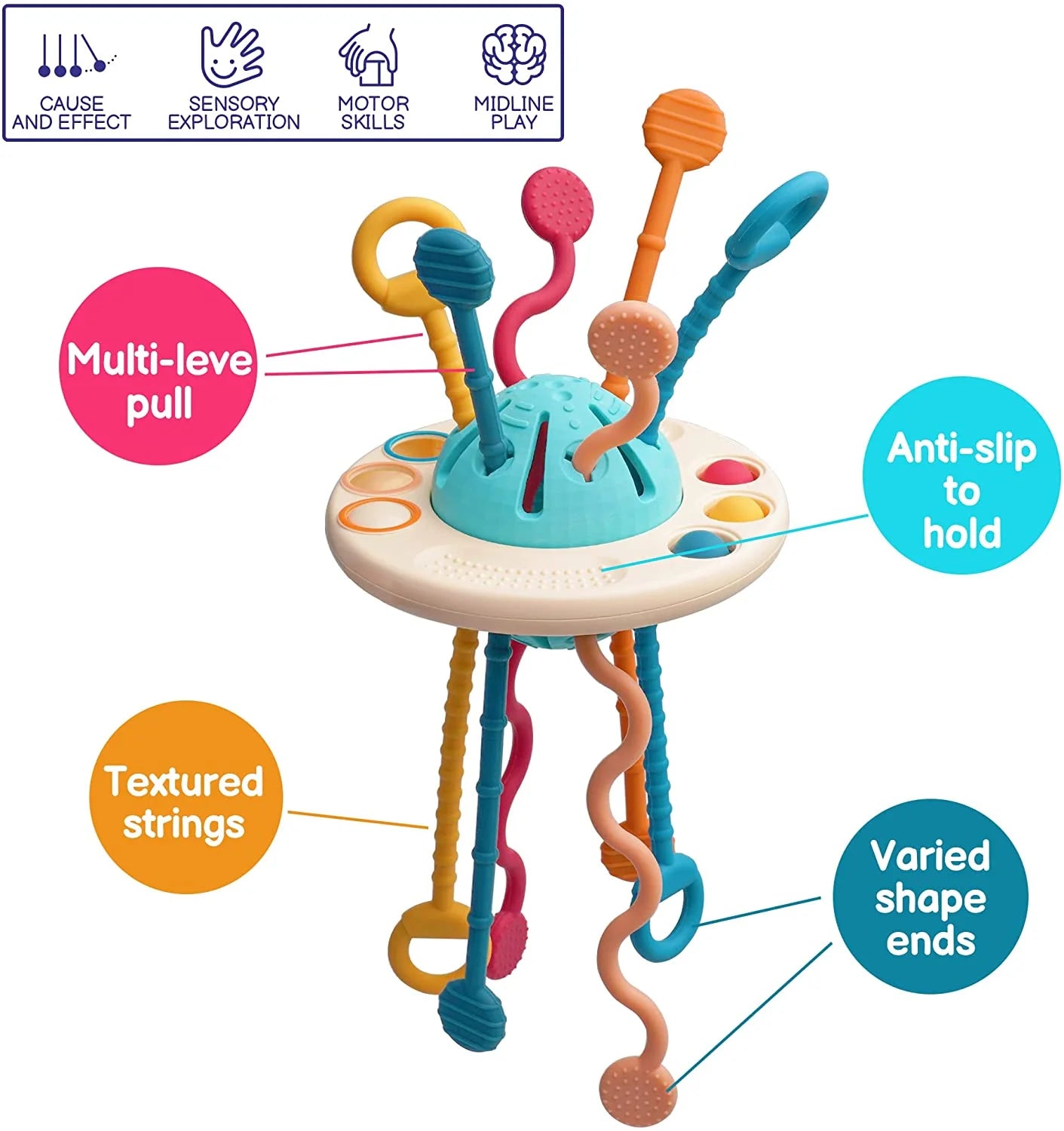 Baby Sensory Montessori Toys for 1 Year Old – Pull String Developmental Toy for Babies 6-12 Months,Toddler Birthday Gift Travel Toy for Boy Girl