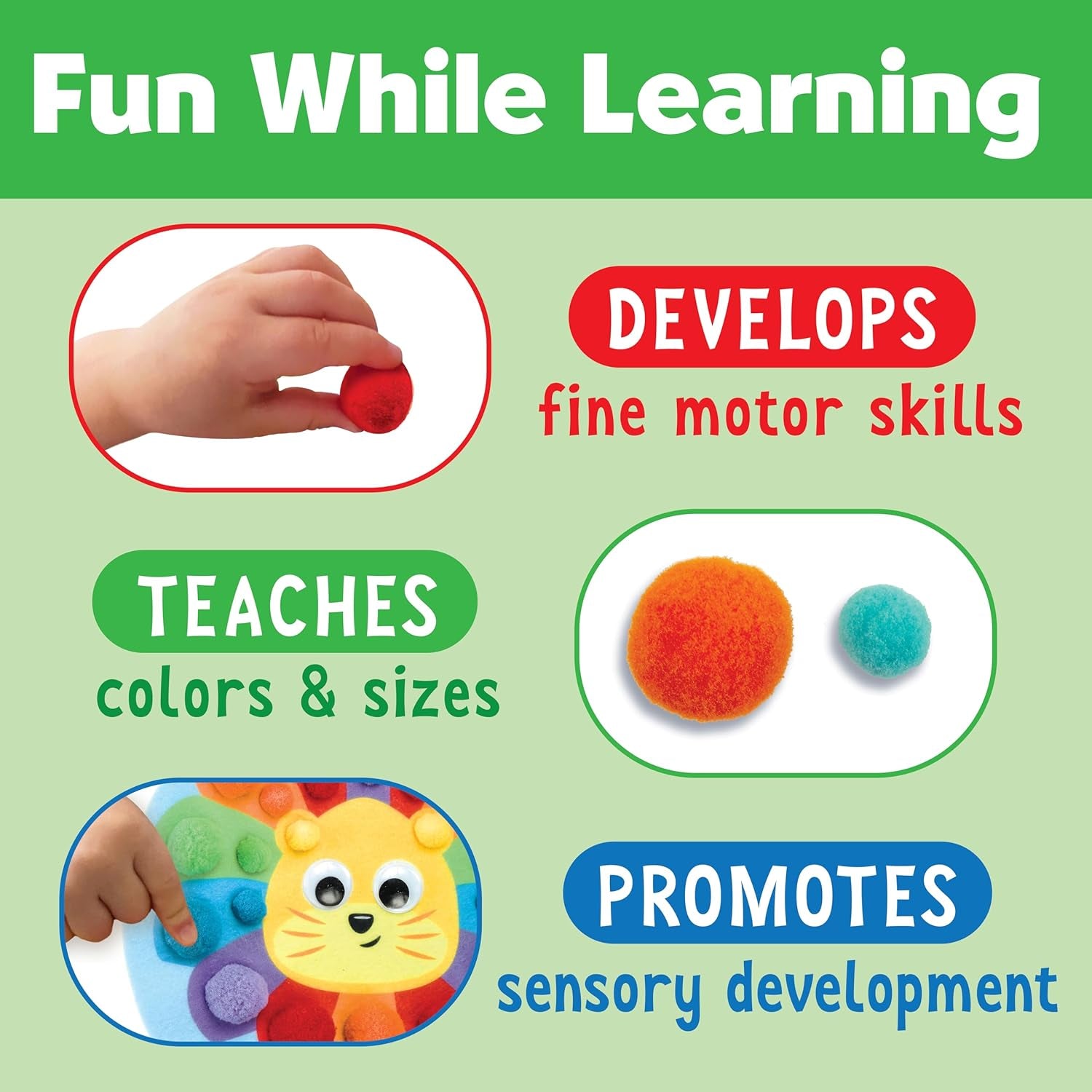 Pom Pom Pictures: Animals - Preschool Learning Activities, Sensory Toys for Toddlers, Toddler Arts and Crafts (Ages 3+)