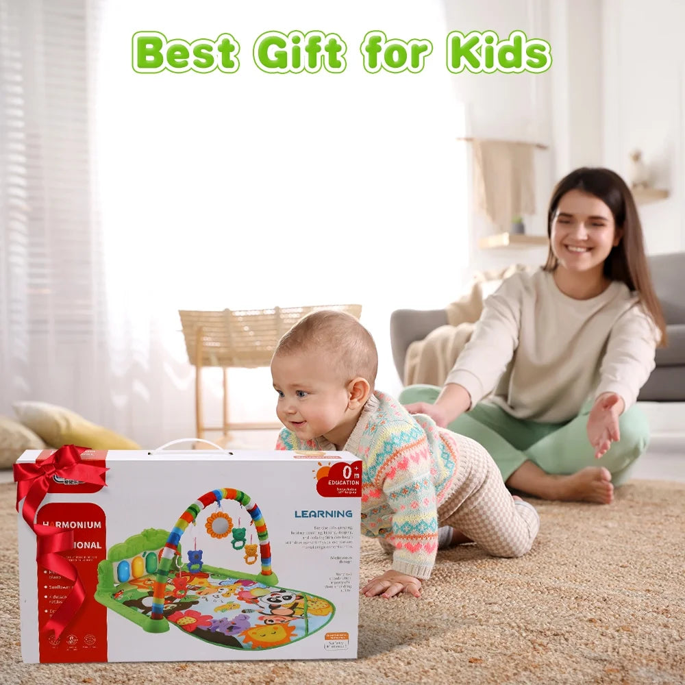 Baby Gym Play Mat for Babies, Play Piano Music Light Playmat Activity Gym for Baby Boy Girl Gift Toddler Activity Center Baby Floor Play Mat for Baby, Green