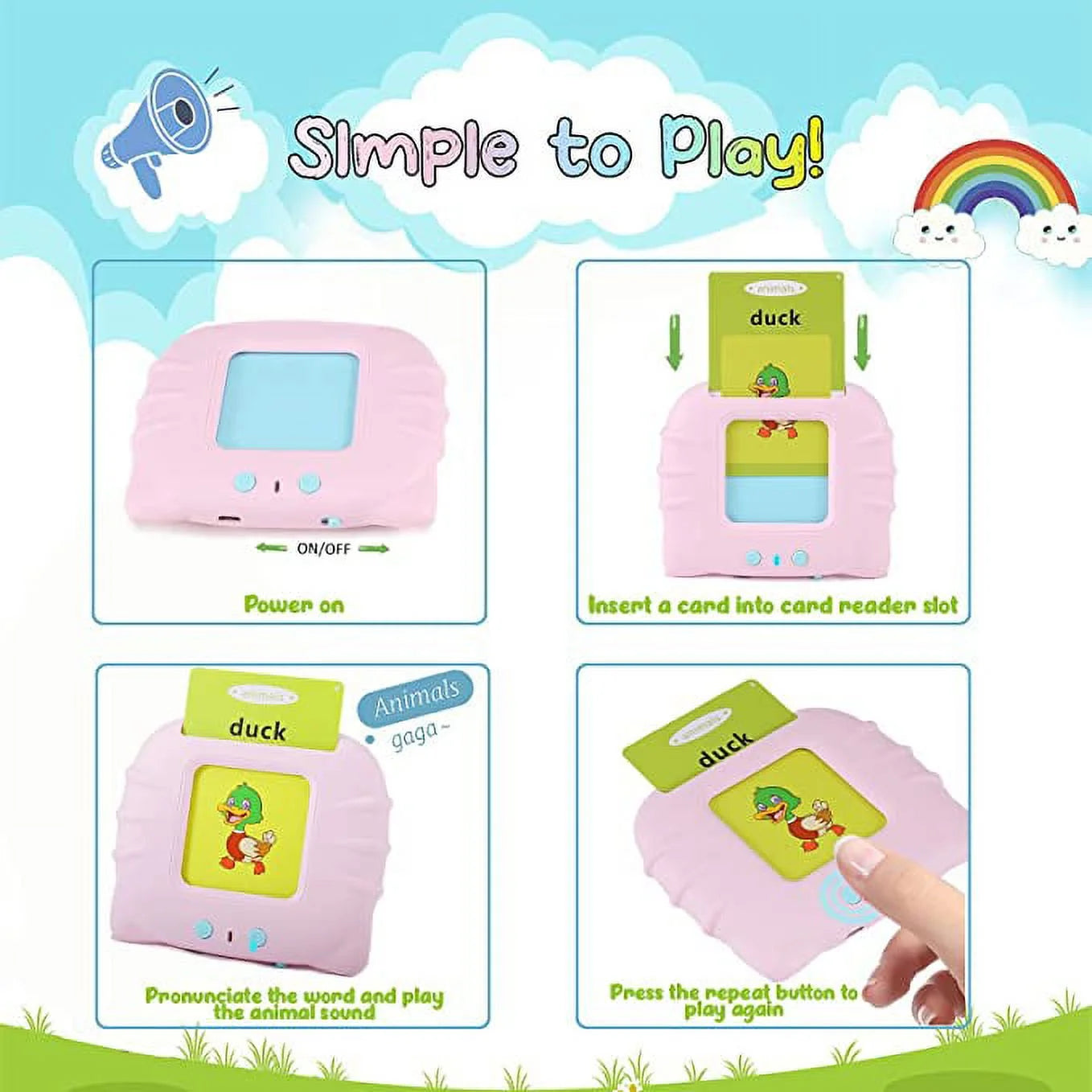 Talking Flash Cards Learning Toys Speech Therapy Toys Autism Toys Games 224 Sight Words with Sound Effect Birthday Gifts