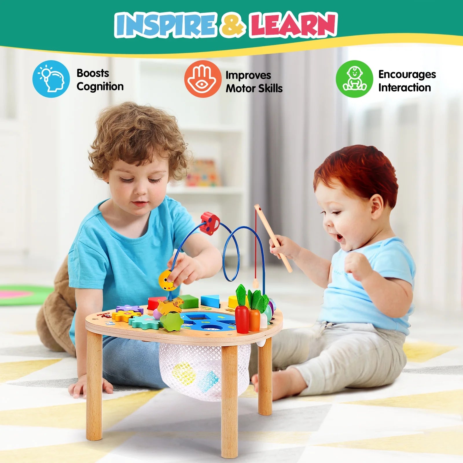 Baby Activity Table Toys Bead Mazes Board Wood Montessori Education Learn Child Birthday Gifts