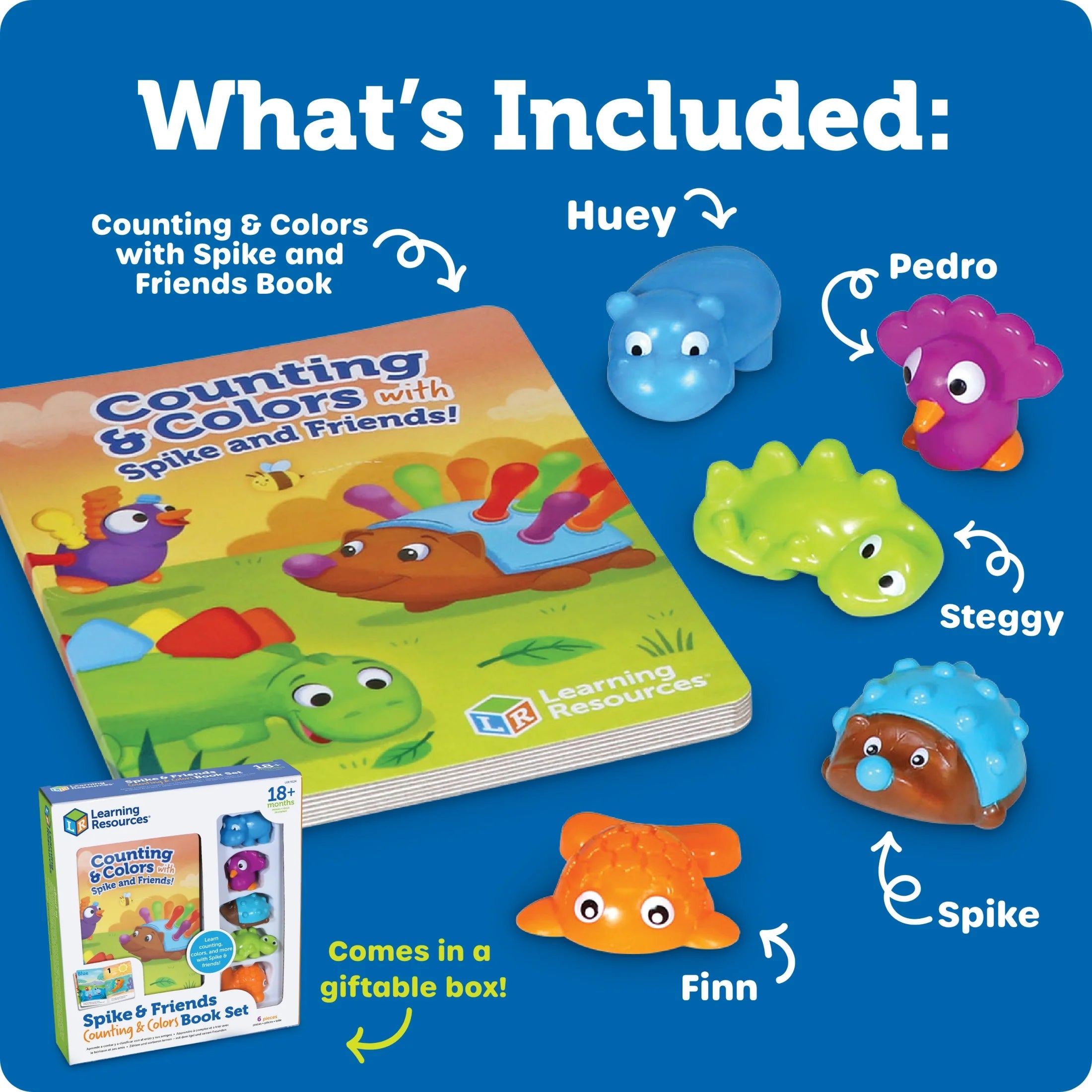 Spike and Friends Counting & Colors Book Set -Toddler Activities, Color Teaching Toys, Age 18 Month+