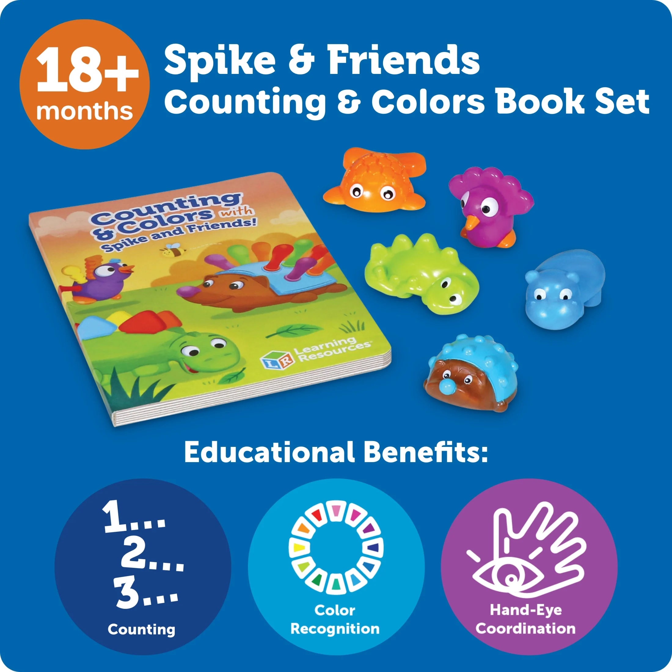 Spike and Friends Counting & Colors Book Set -Toddler Activities, Color Teaching Toys, Age 18 Month+