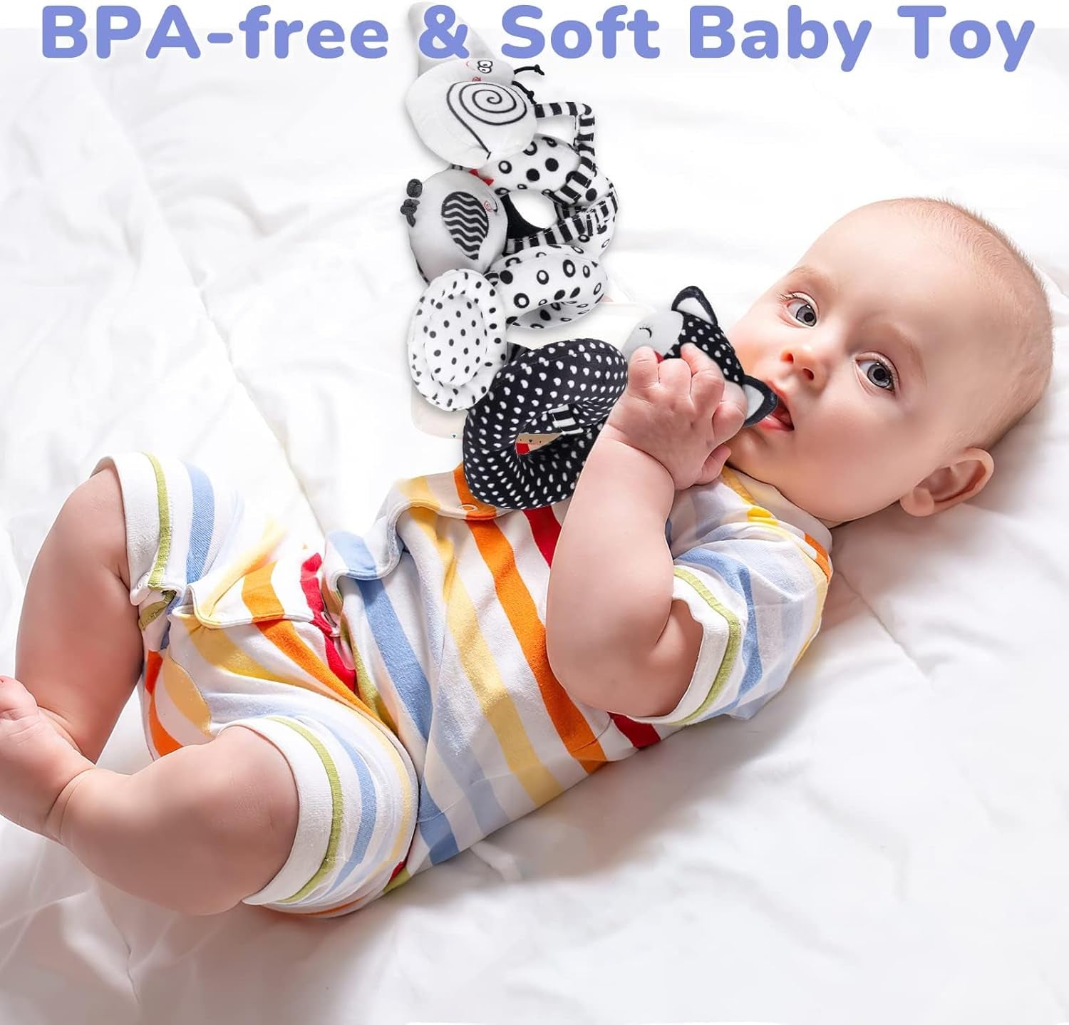 Baby Spiral Plush Toys, Black and White Baby Car Seat Toys, High Contrast Infant Newborn Toy 0-6 Months for Stroller Crib Mobile, Sensory Toy Best Gift for 0 3 6 9 12 Months Boys Girls