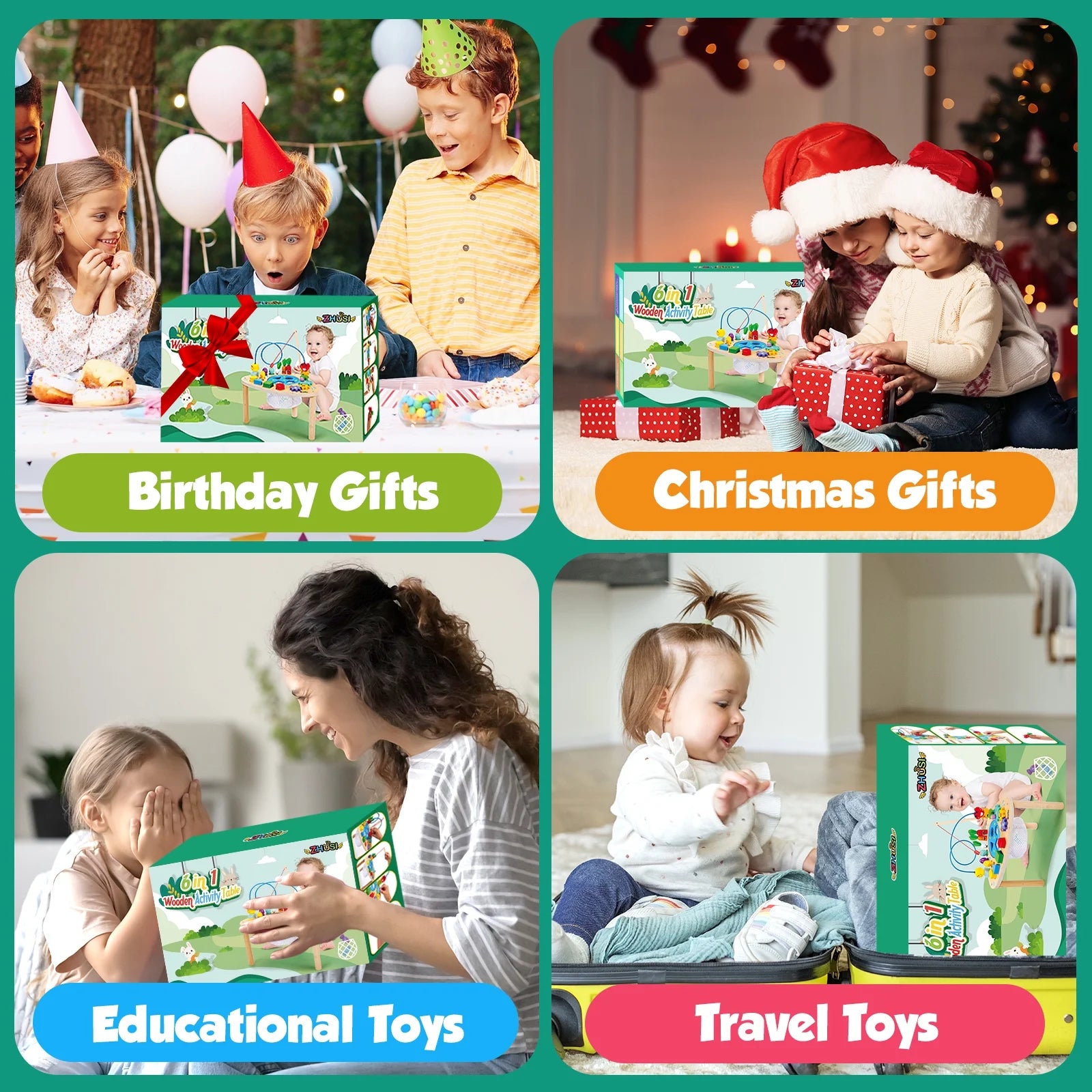 Baby Activity Table Toys Bead Mazes Board Wood Montessori Education Learn Child Birthday Gifts