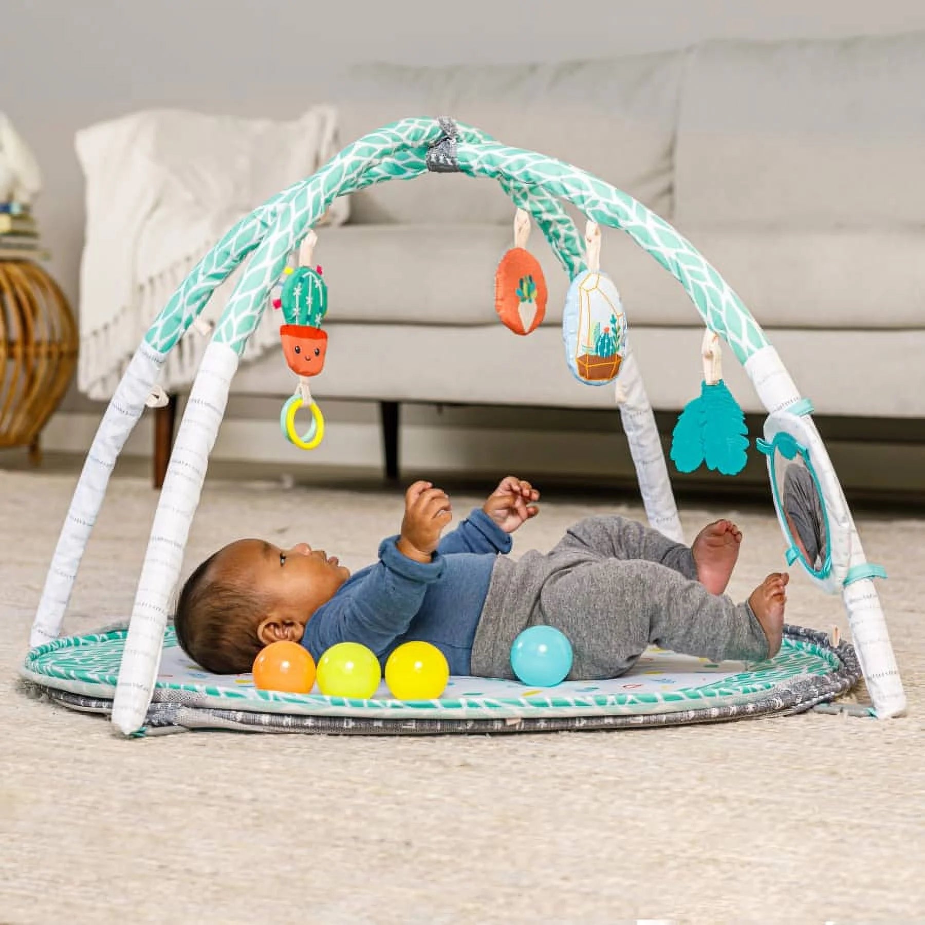 4-In-1 Jumbo Baby Activity Gym with Ball Pit, 6-12 Months, Green Succulent