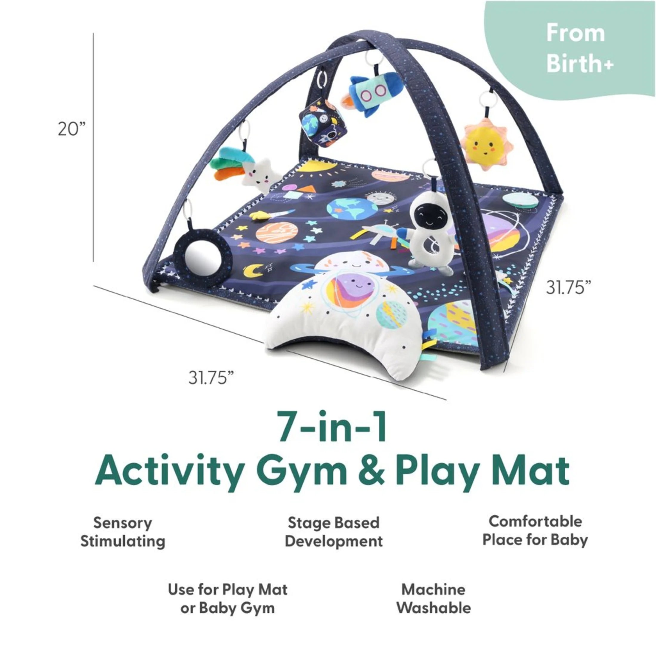 Space-Themed 7-In-1 Activity Play Gym and Playmat for Babies, 7-Piece
