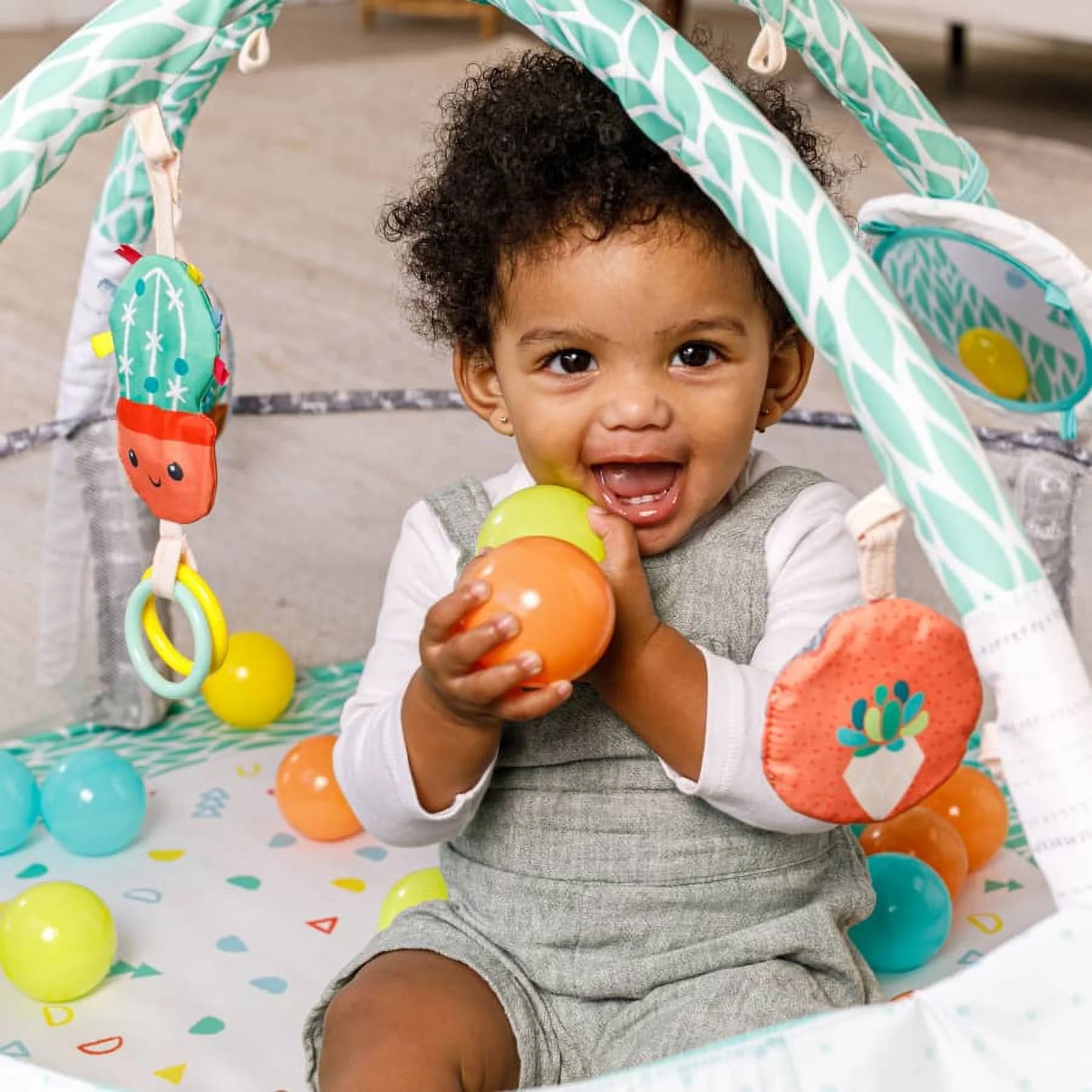 4-In-1 Jumbo Baby Activity Gym with Ball Pit, 6-12 Months, Green Succulent