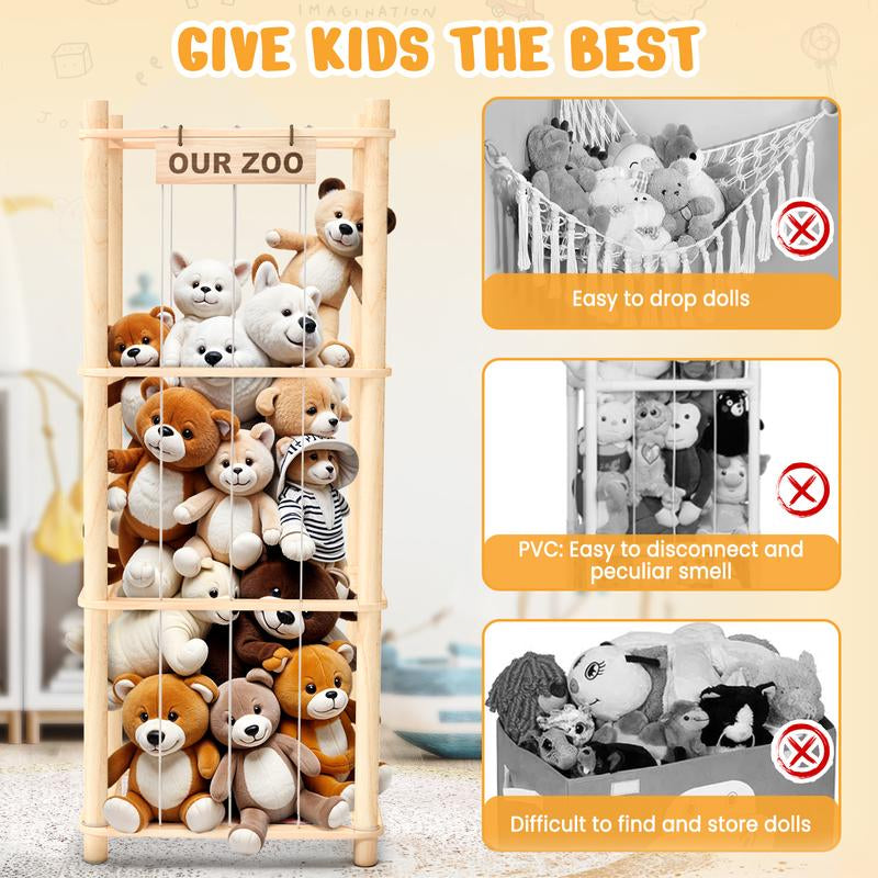 Organizer, Wooden Cute Zoo Toy Holder for Toddler Rooms, Playrooms & Bedrooms