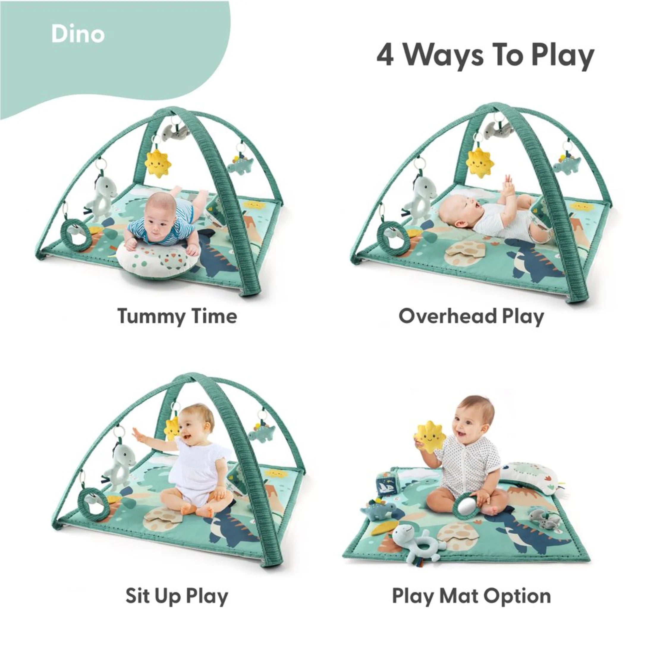 Dino-Themed 7-In-1 Activity Play Gym and Playmat for Babies, 7-Piece