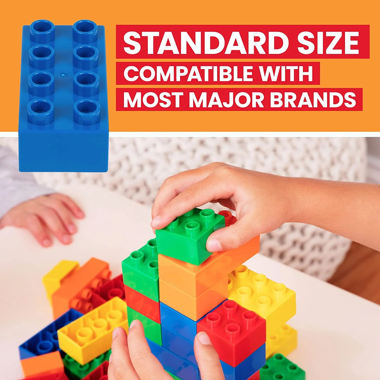 Classic Big Building Blocks Compatible with All Major Brands STEM Toy Large Building Bricks Set for All Ages-100 Piece | Kids Blocks, Stem Toys for Toddler | Educational Toys