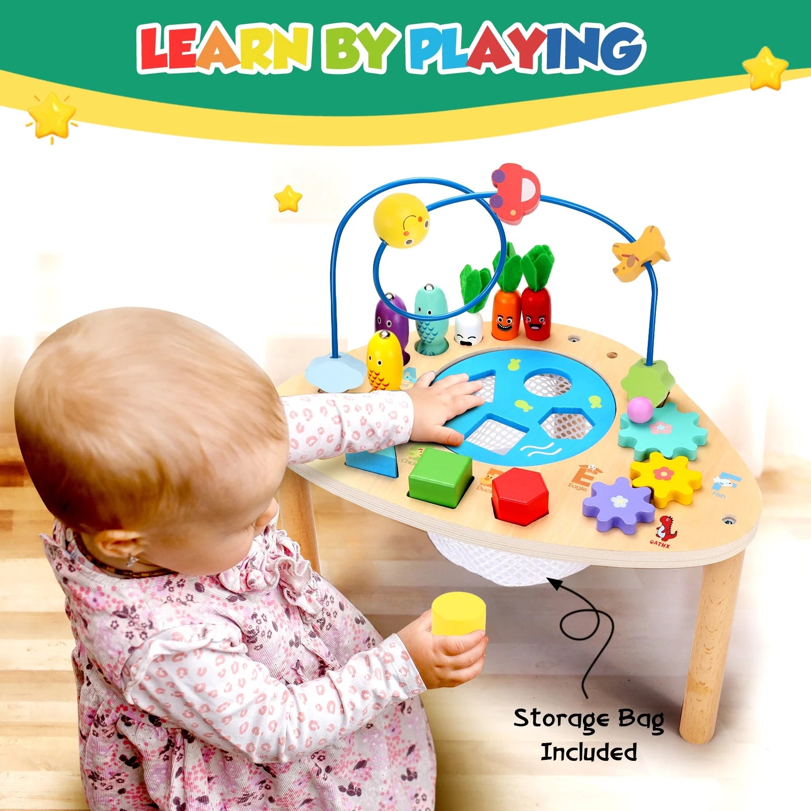 Baby Activity Table Toys Bead Mazes Board Wood Montessori Education Learn Child Birthday Gifts