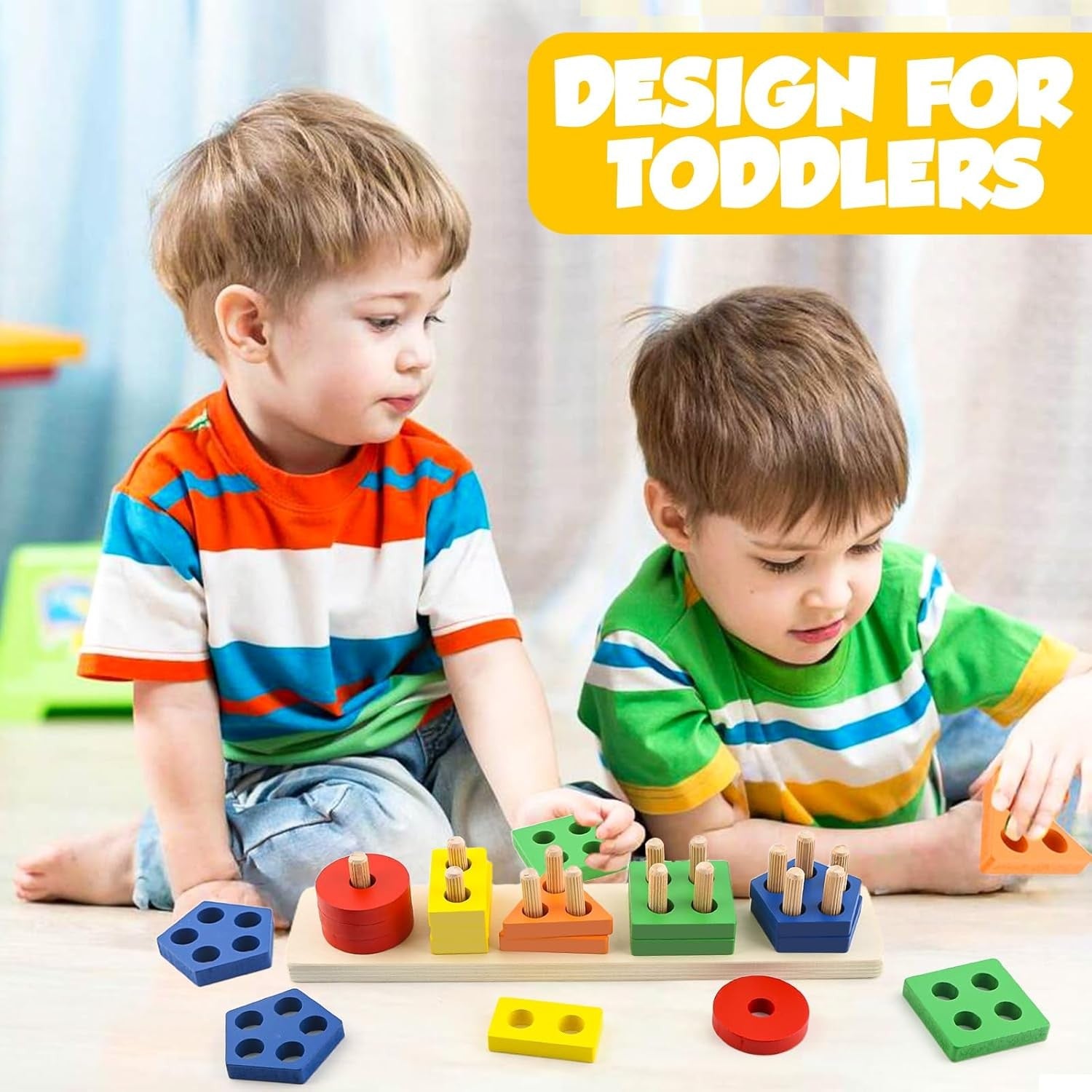 Montessori Toys for 1 2 3 Year Old Girls Boys, Wooden Sensory Toys for 1-3 Year