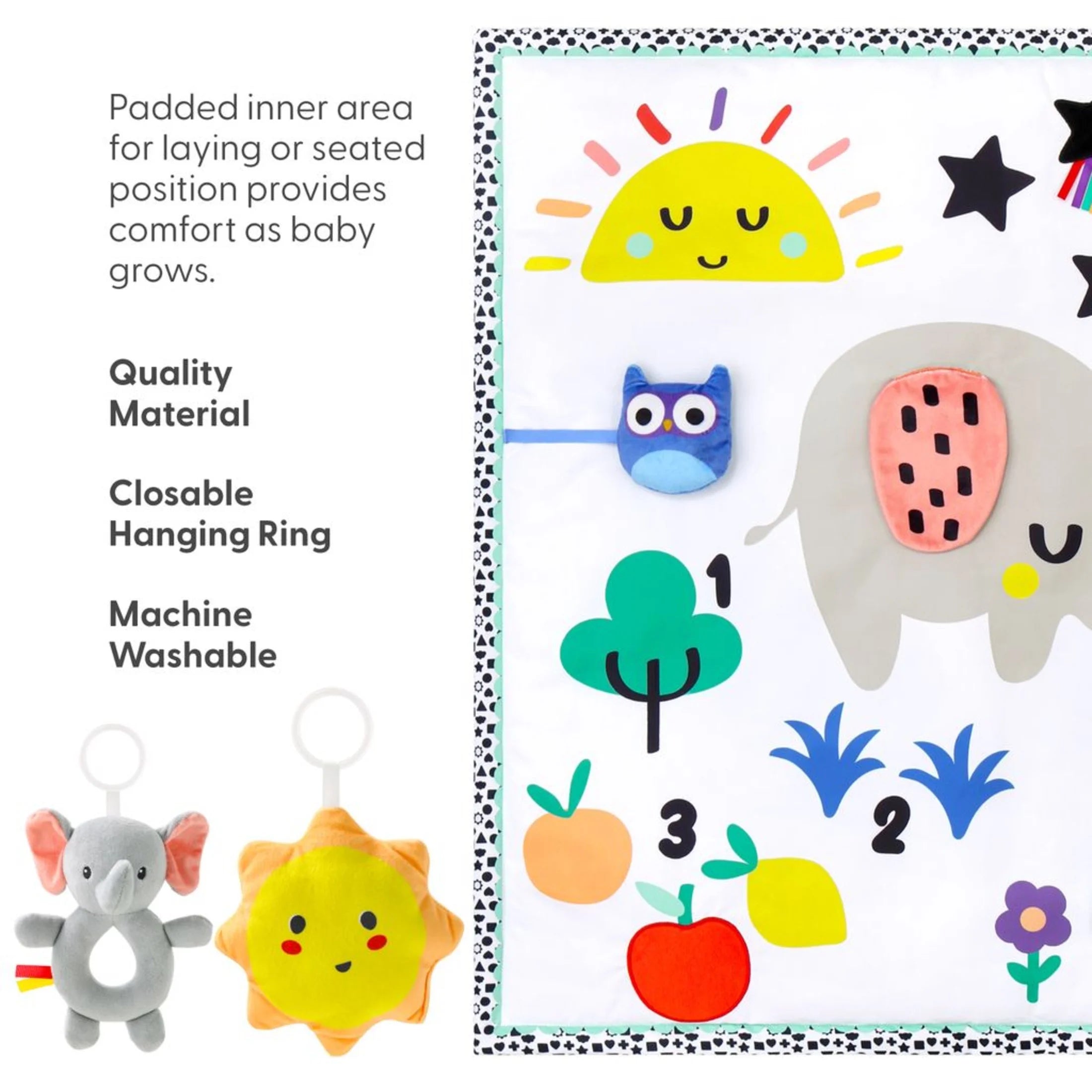 Elephant-Themed 7-In-1 Activity Play Gym and Playmat for Babies, 7-Piece