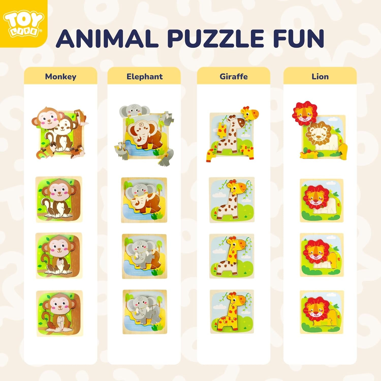 Wooden Puzzles for Toddlers 2-4, Toddler Montessori Toys for 1 2 3 Year Old Boys Girls, Animals Wood Jigsaw Puzzles, Educational Learning Toy Kids Puzzle, Best Gifts for Baby Age 1-3 2-4