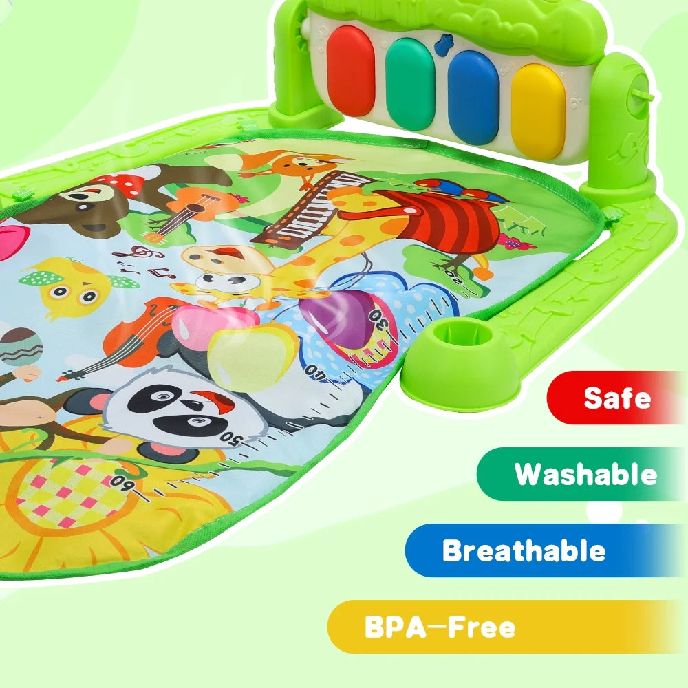 Baby Gym Play Mat for Babies, Play Piano Music Light Playmat Activity Gym for Baby Boy Girl Gift Toddler Activity Center Baby Floor Play Mat for Baby, Green