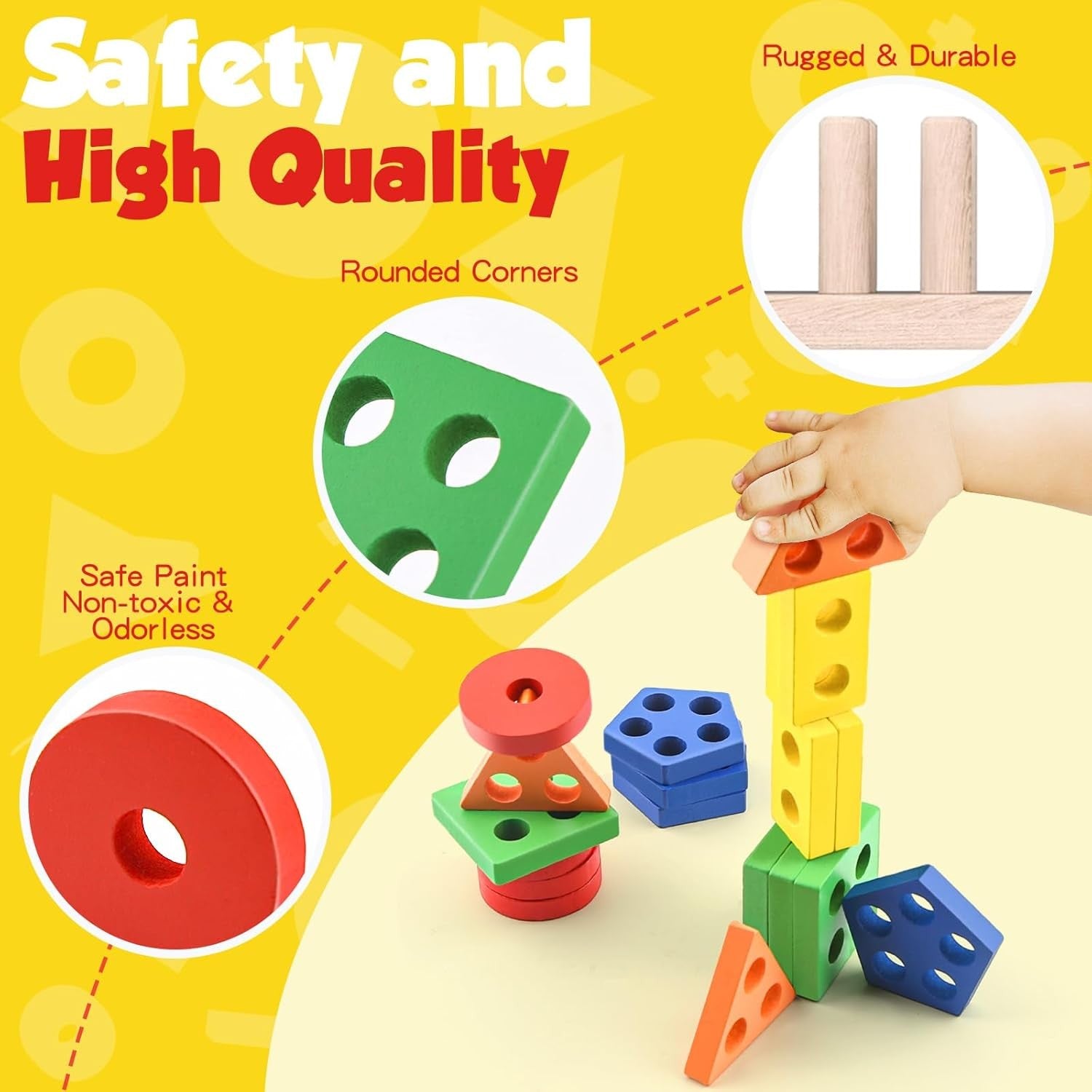 Montessori Toys for 1 2 3 Year Old Girls Boys, Wooden Sensory Toys for 1-3 Year