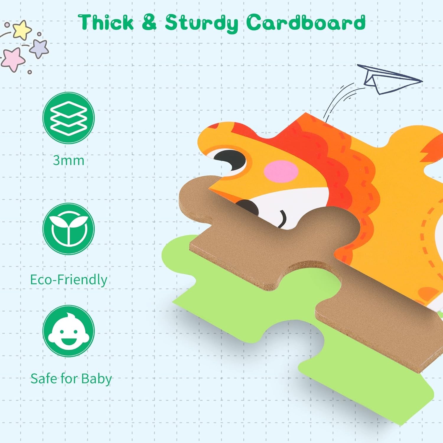 6 Packs Safari Animals Shaped Wooden Jigsaw Puzzles for Toddlers Ages 1-3, Level-Up Puzzles for Beginner, Montessori Learning Toys Preschool Educational Activity for Kids Ages 2-5